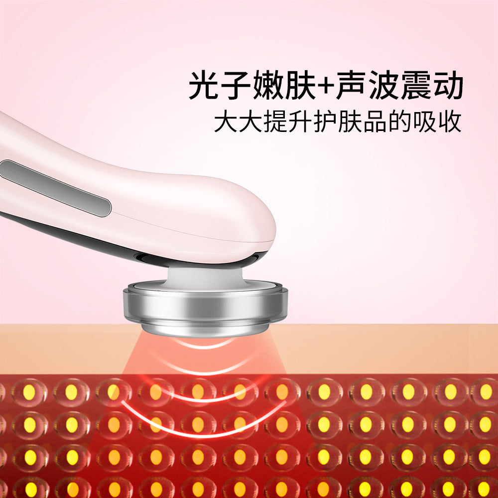 Red And Blue Luster Light Guide Instrument For Cleansing And Skin Rejuvenation Beauty Instrument Ultrasonic Cleansing Massage Instrument