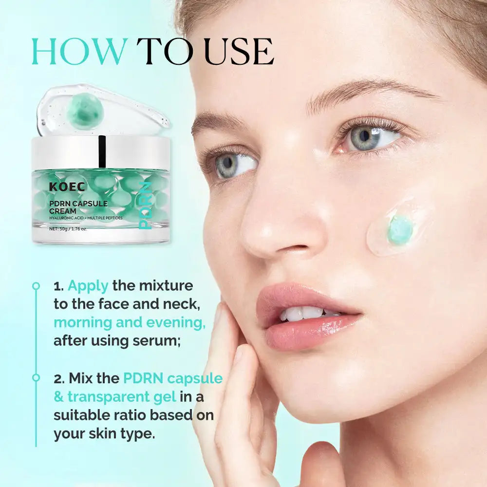 50g KOEC Hyaluronic Acid Multi Peptides PDRN Capsule Cream Hydrating Rejuvenating Anti-Aging Boost Vitality Ginseng Root Extract