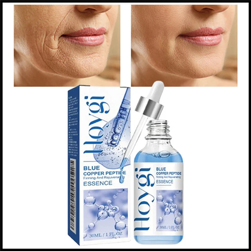 30ml Blue Copper Peptide Wrinkle Serum Firming Lifting Reduce Fine Lines Restore Skin Elasticity Moisturizing Hydrating Brighten