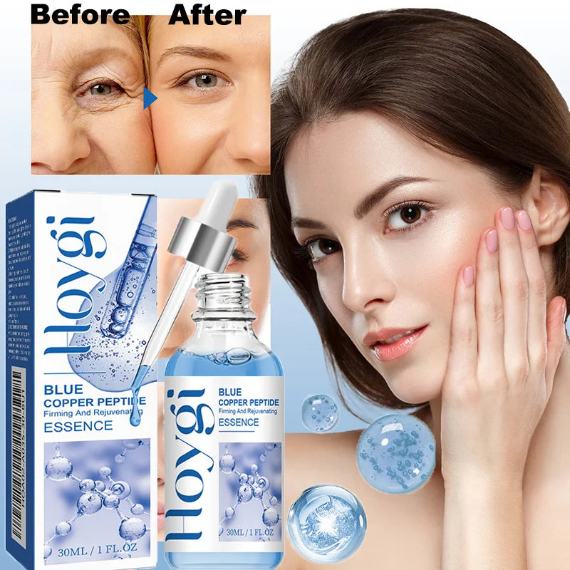 30ml Blue Copper Peptide Wrinkle Serum Firming Lifting Reduce Fine Lines Restore Skin Elasticity Moisturizing Hydrating Brighten